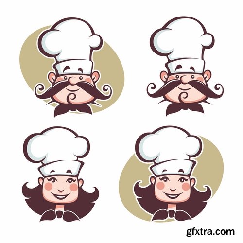 Collection the chef restaurant vector logo illustration of the business campaign 42-25 Eps