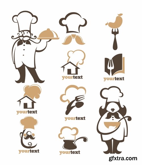 Collection the chef restaurant vector logo illustration of the business campaign 42-25 Eps