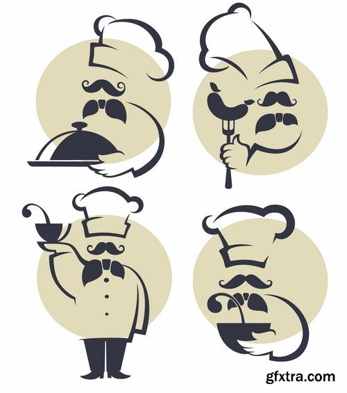 Collection the chef restaurant vector logo illustration of the business campaign 42-25 Eps