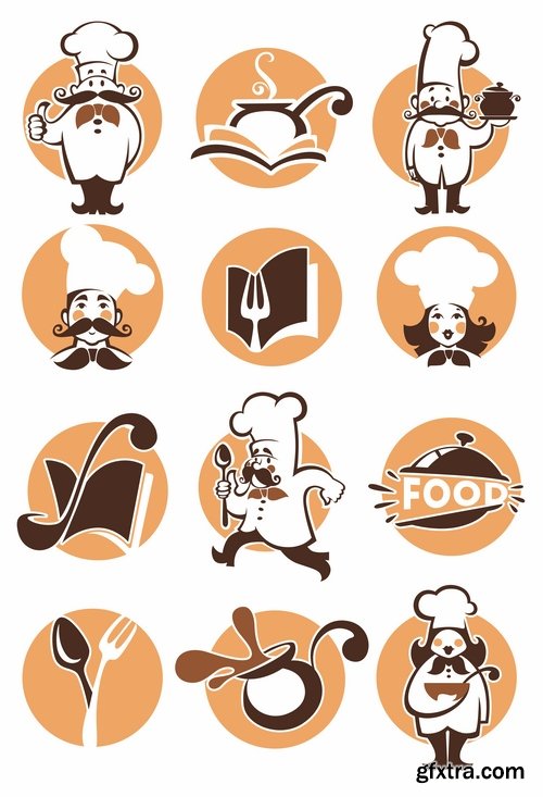 Collection the chef restaurant vector logo illustration of the business campaign 42-25 Eps