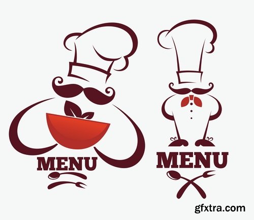 Collection the chef restaurant vector logo illustration of the business campaign 42-25 Eps