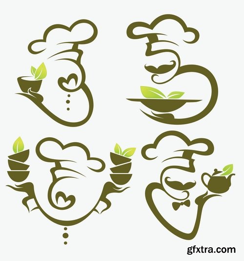 Collection the chef restaurant vector logo illustration of the business campaign 42-25 Eps