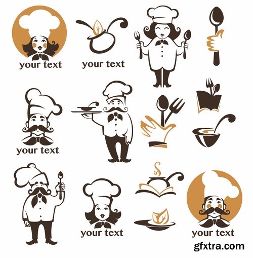 Collection the chef restaurant vector logo illustration of the business campaign 42-25 Eps