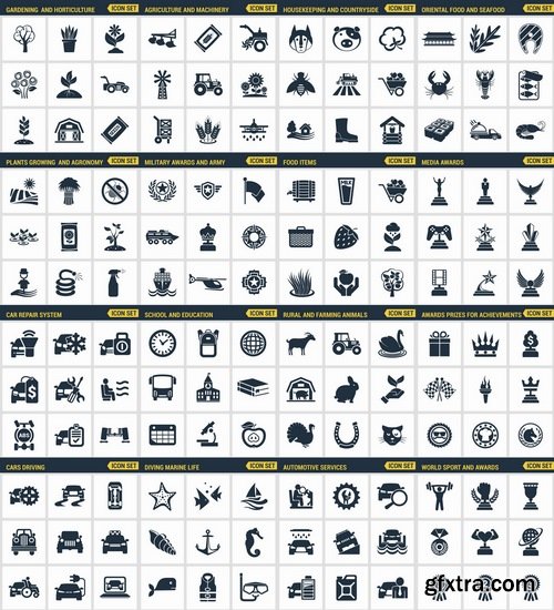 Collection of vector icons flat picture on various subjects 6- 25 EPS