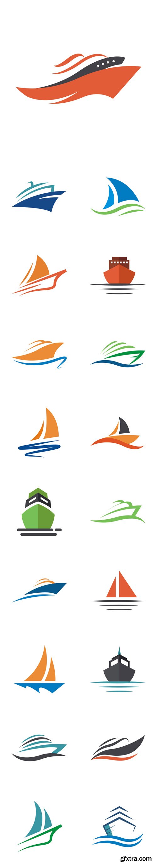 Vector Set - Logo Yacht Transportation Sailboat