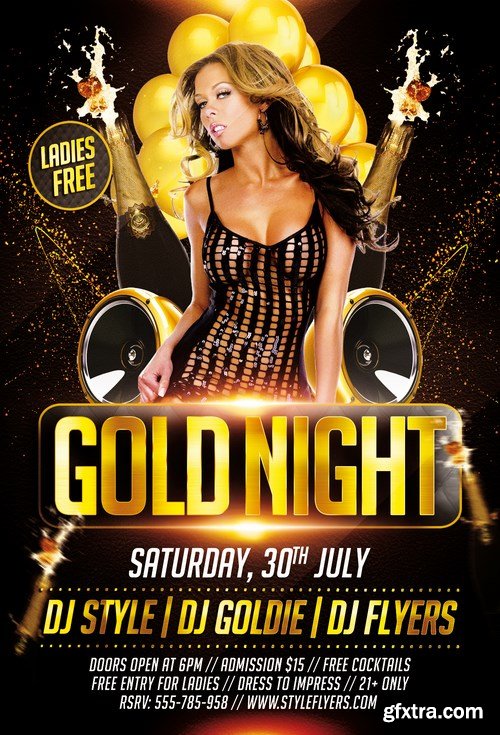 Gold Night PSD Flyer Template + Facebook Cover