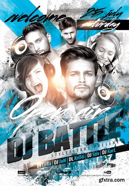 Dj Battle PSD Flyer Template + Facebook Cover