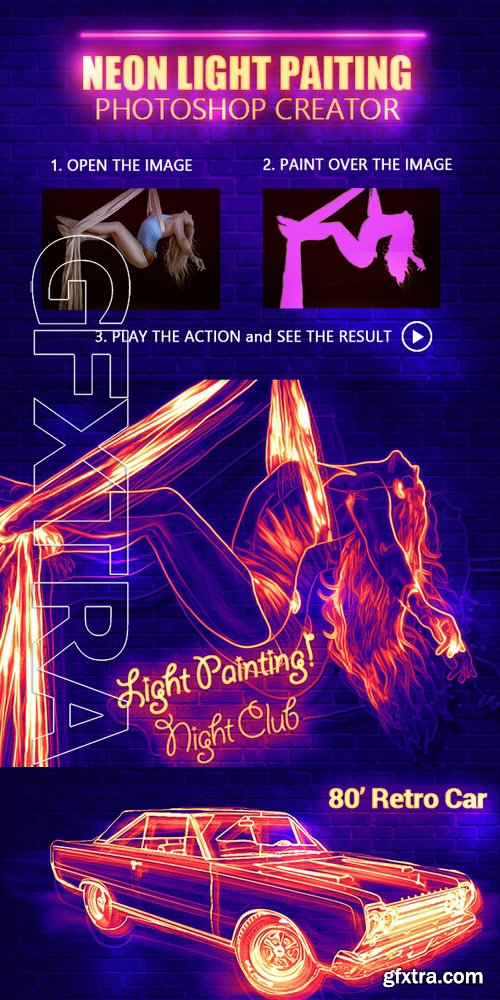 GraphicRiver - Neon Light Painting Photoshop Action 16852219