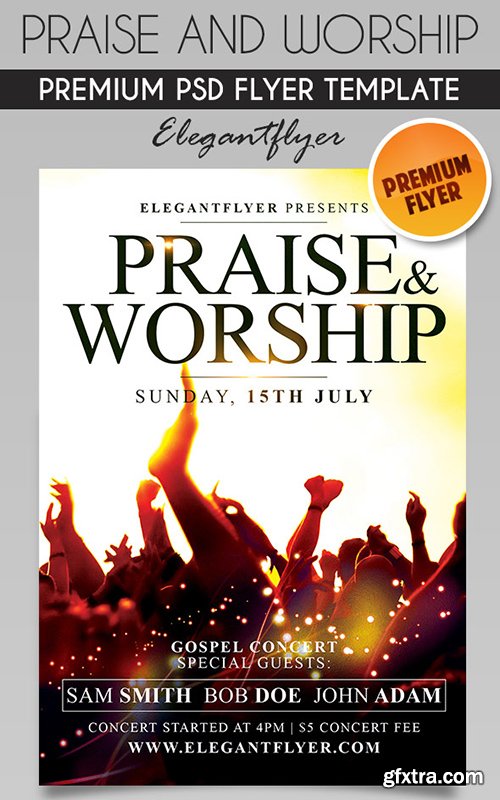 Praise And Worship – Flyer PSD Template + Facebook Cover