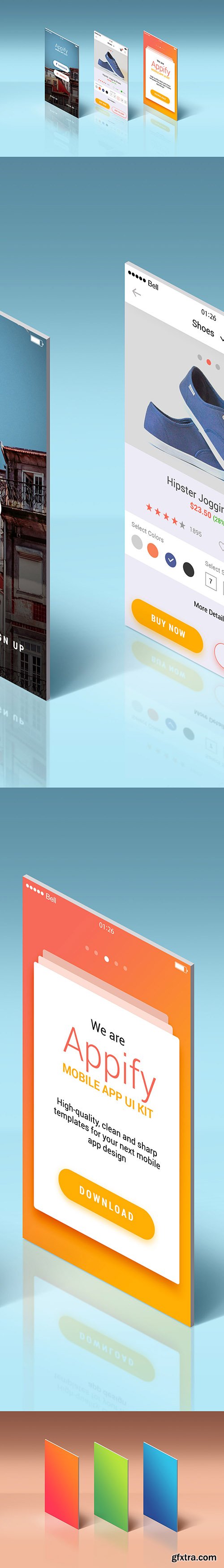 PSD Mock-Up - App Screens Standing