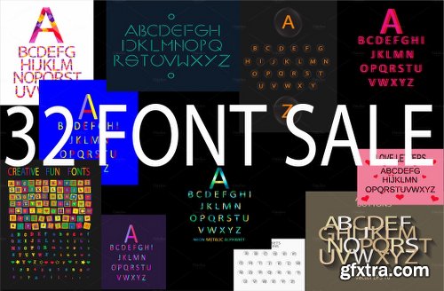 CreativeMarket 32 Font vector collection SALE 756789