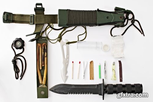 Collection of travel survival kit scout tourism traveler 25 HQ Jpeg