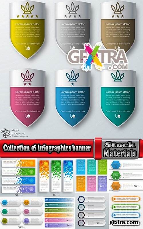 Collection of infographics banner button web design element graph accessories 25 EPS