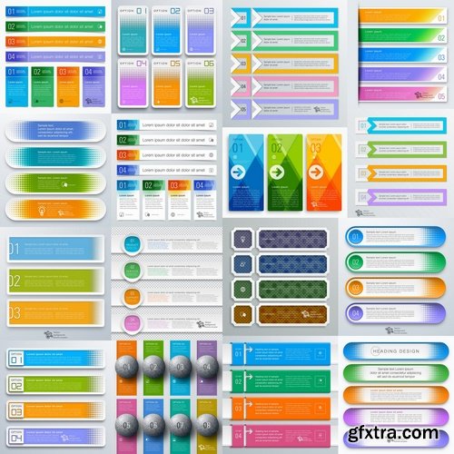 Collection of infographics banner button web design element graph accessories 25 EPS