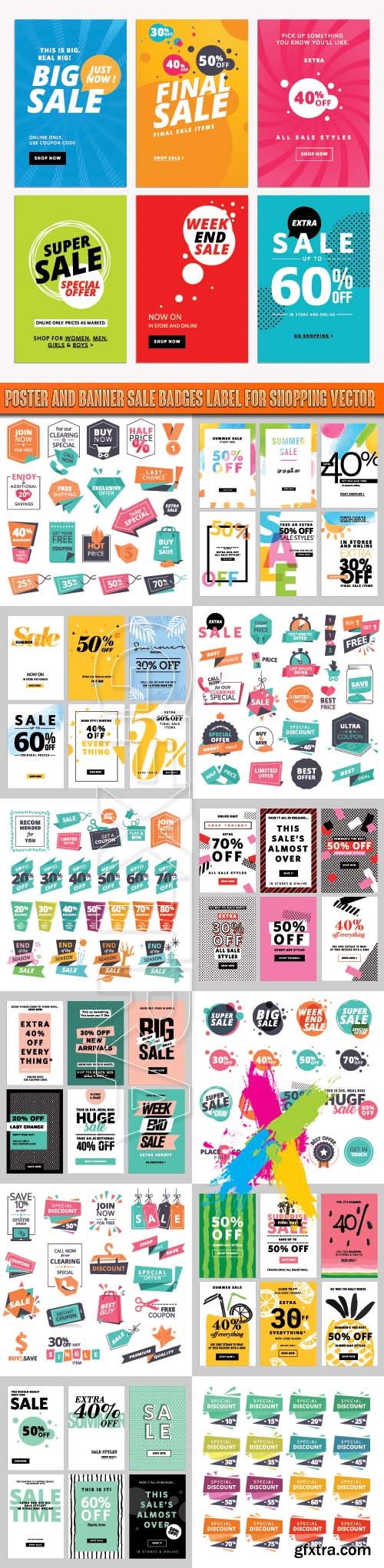 Poster and banner sale badges label for shopping vector