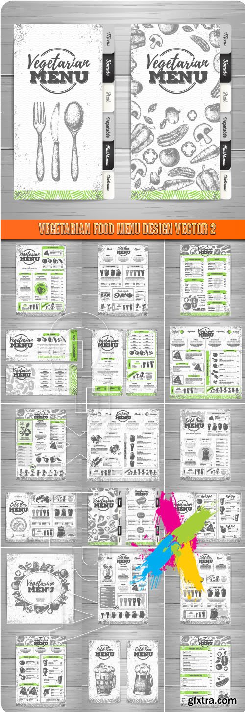 Vegetarian and beer food menu design vector 2