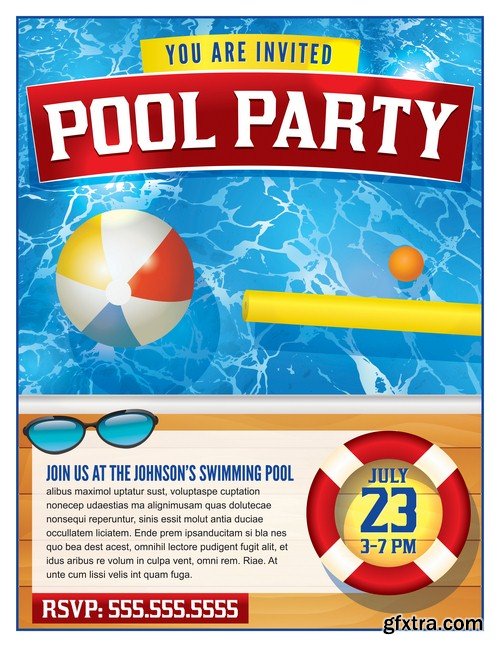 Pool party poster - 5 EPS