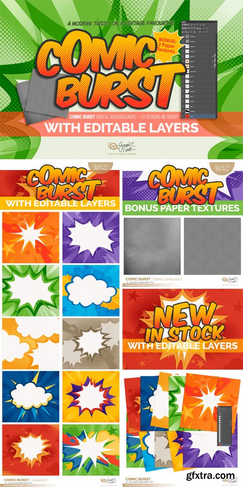 CM 293288 - Comic Burst: Layered PSD Backgrounds