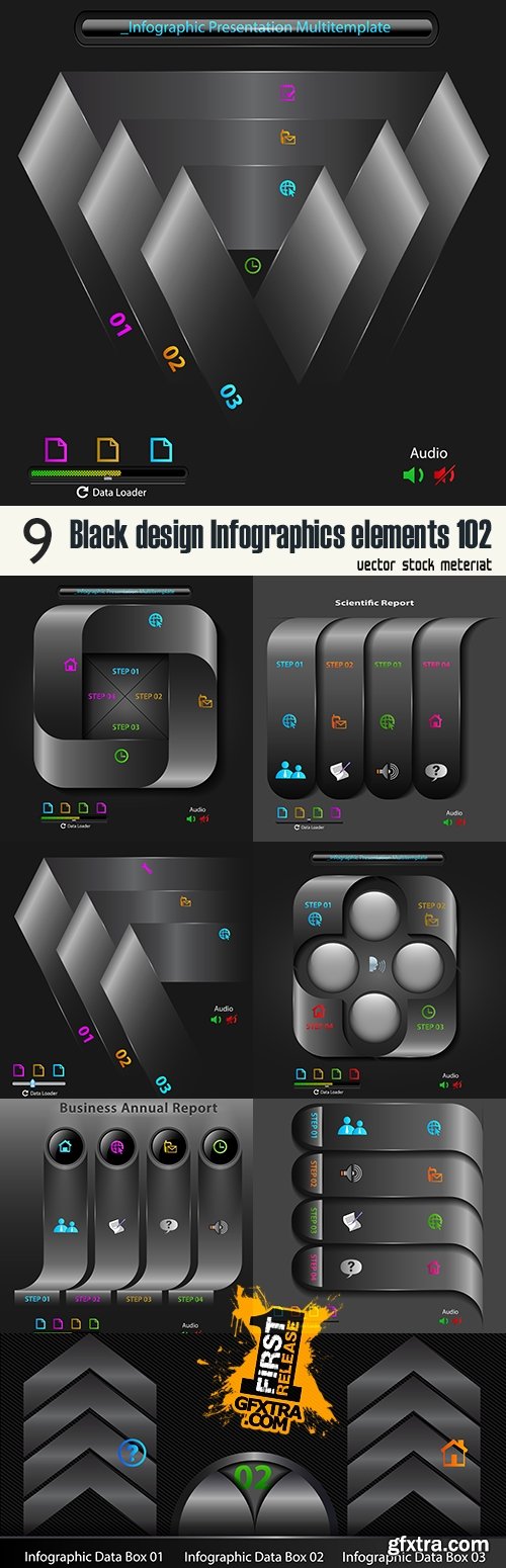 Black design Infographics elements 102