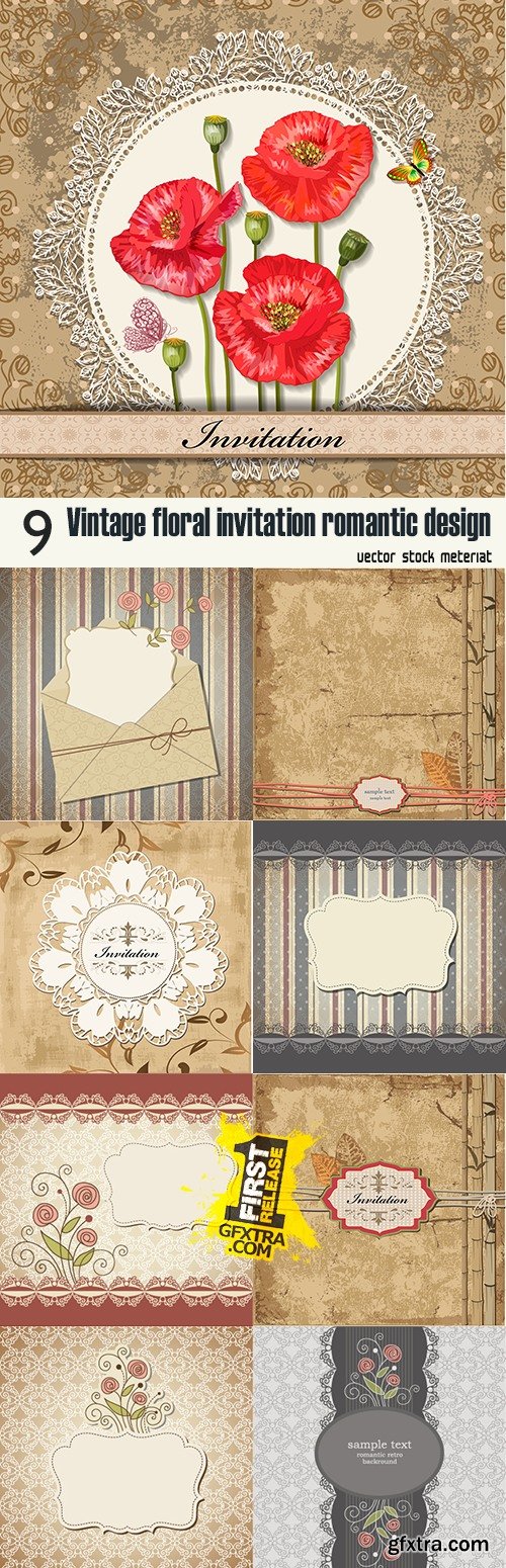 Vintage floral invitation romantic design