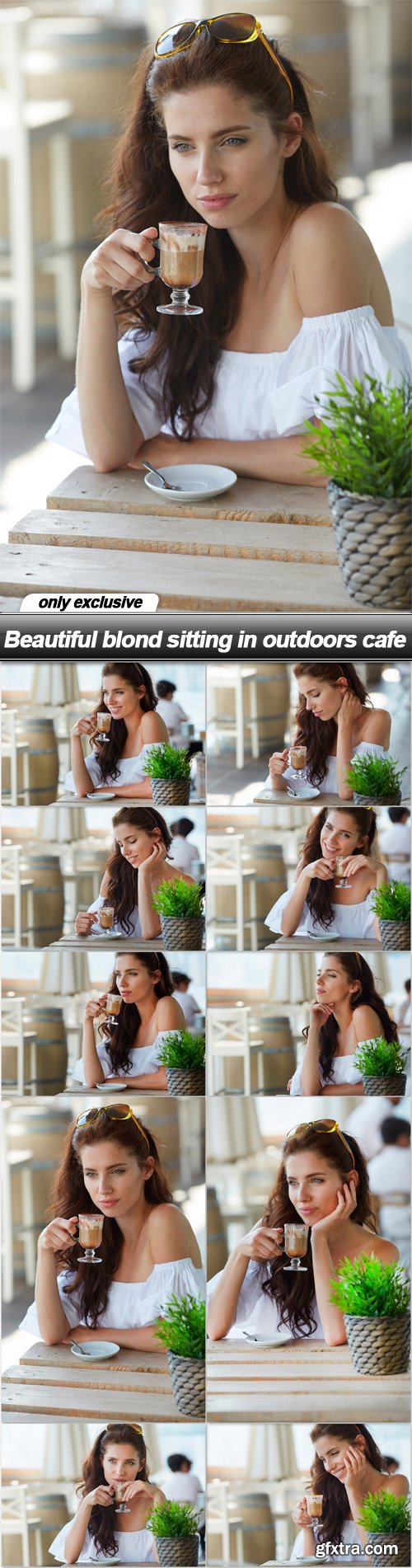 Beautiful blond sitting in outdoors cafe - 10 UHQ JPEG