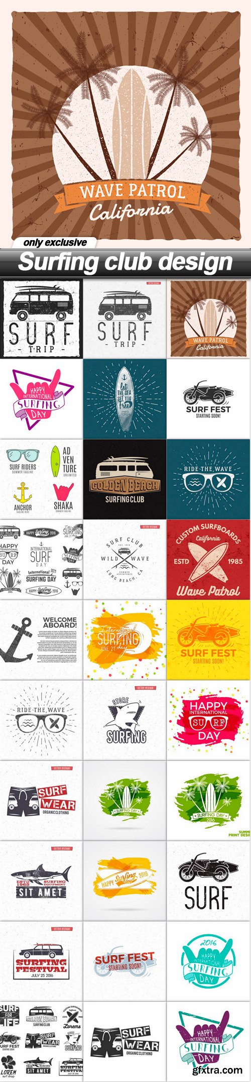 Surfing club design - 30 EPS