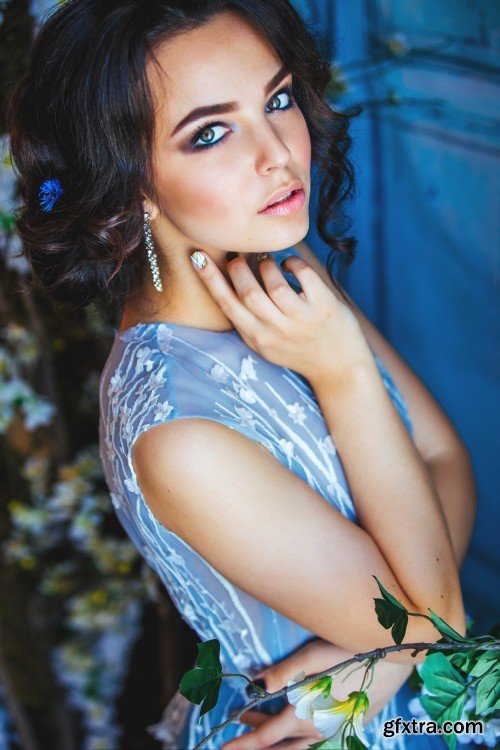 Beautiful bride, girl with flowers