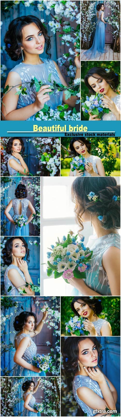 Beautiful bride, girl with flowers