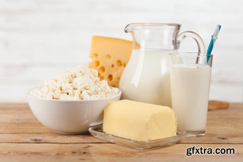 Dairy products, milk, cheese, cottage cheese