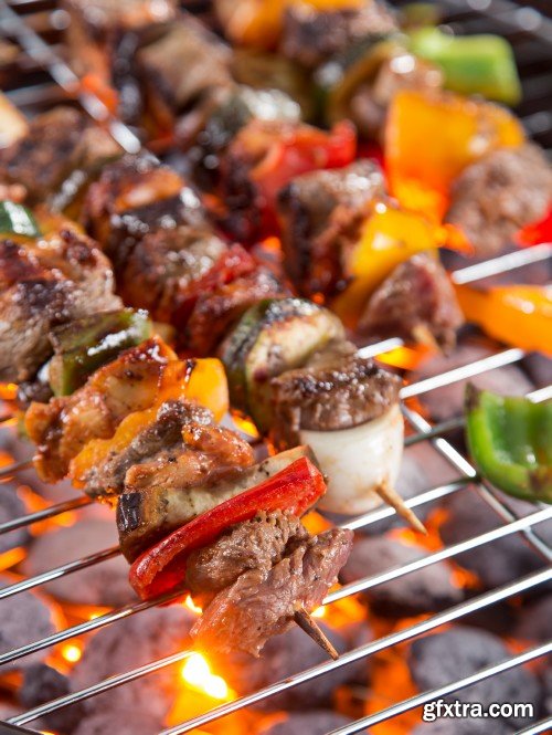 Meat on grill, barbeque