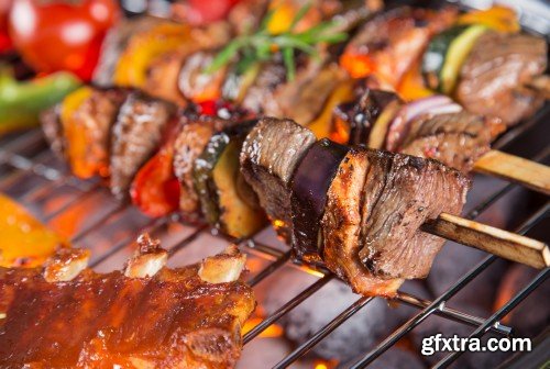 Meat on grill, barbeque