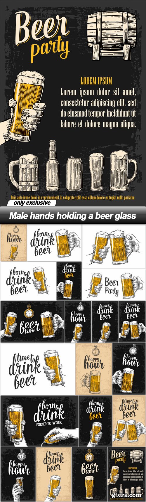 Male hands holding a beer glass - 20 EPS