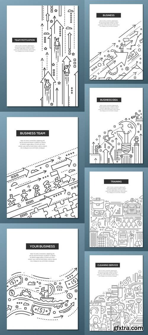 Business Team - Line Design Brochure Poster Template A4