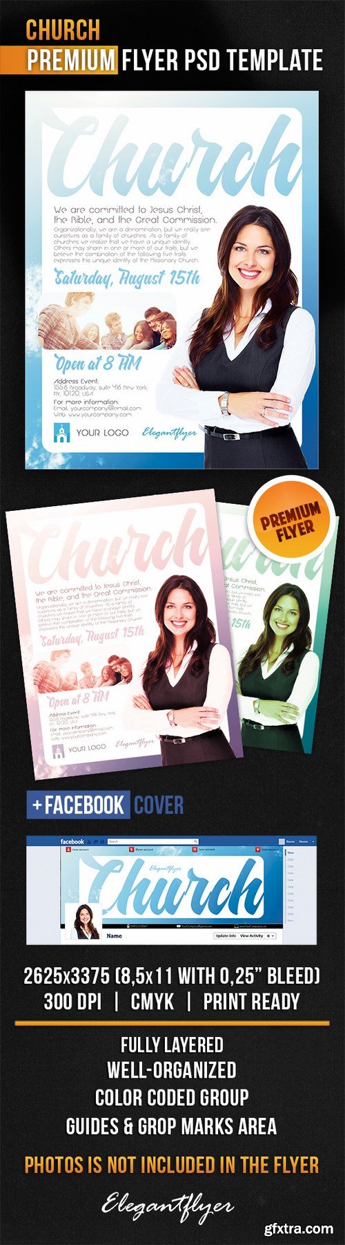 Church – Flyer PSD Template + Facebook Cover