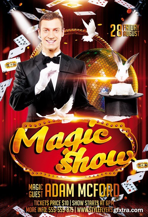 Magic Show PSD Flyer Template + Facebook Cover