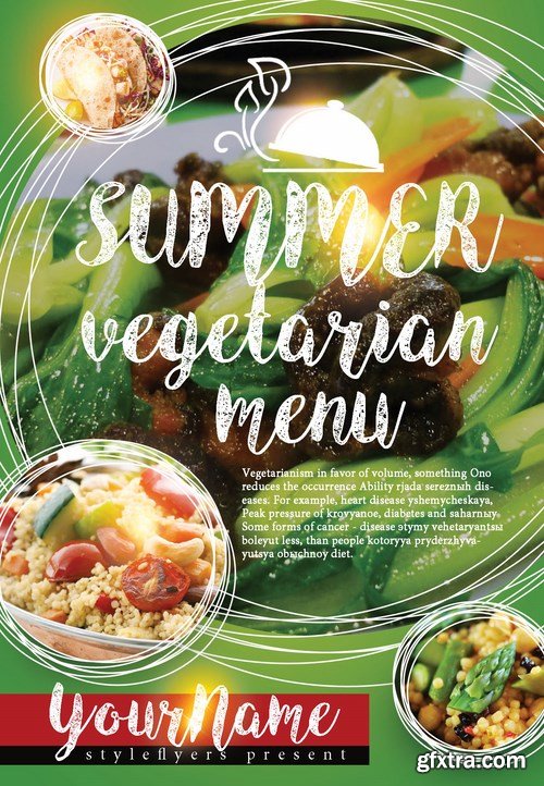 Summer Vegeterian Menu PSD Flyer Template + Facebook Cover