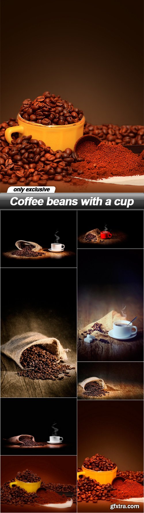 Coffee beans with a cup - 8 UHQ JPEG