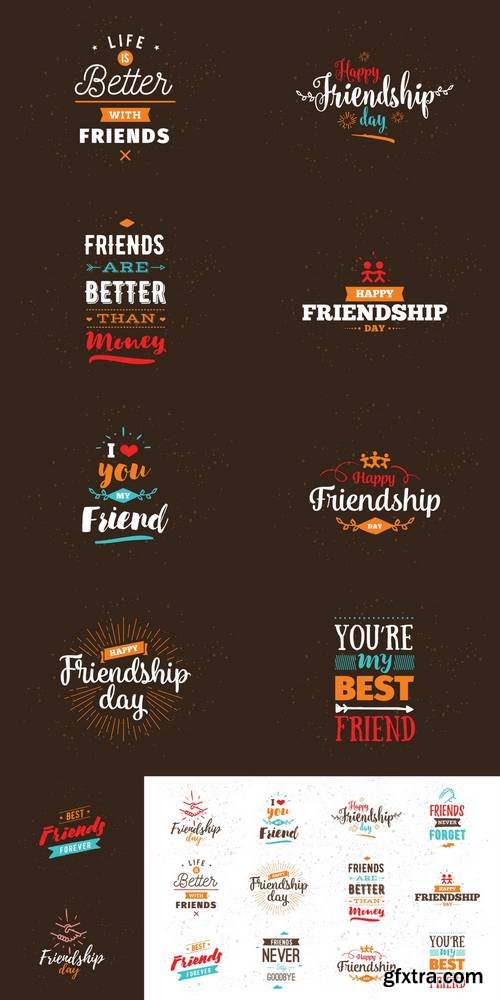 Happy Friendship Day Vector Typographic Design