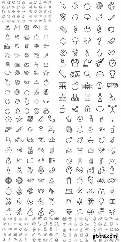 Set of Quality Universal Black Thin Line Icons