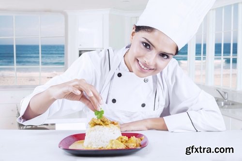 Collection the girl woman chef cooking food in kitchen 25 HQ Jpeg