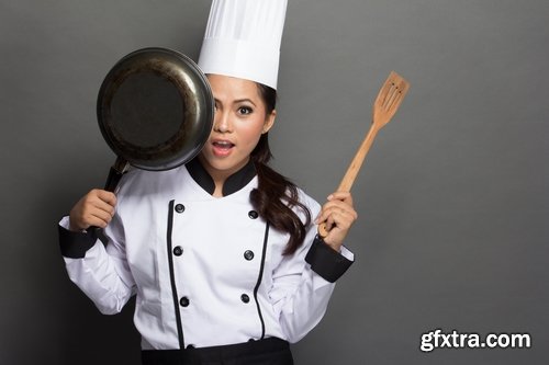 Collection the girl woman chef cooking food in kitchen 25 HQ Jpeg