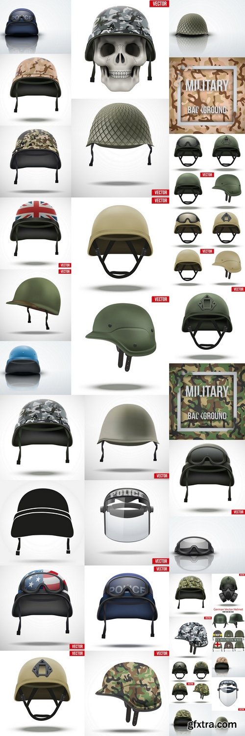 Set of Military tactical helmets camouflage color