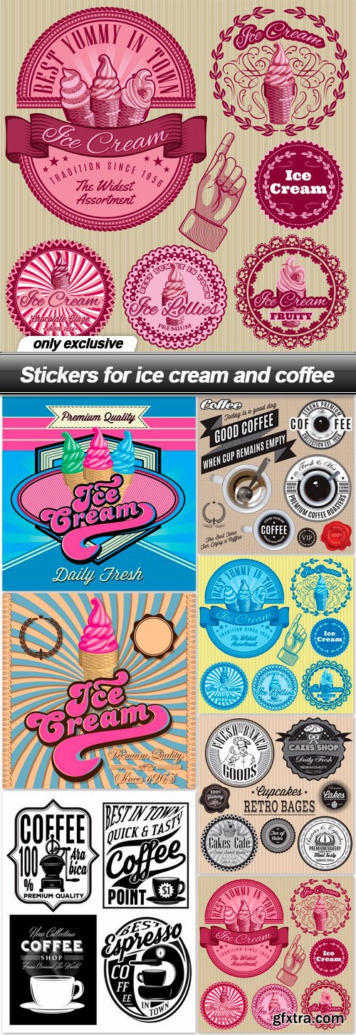 Stickers for ice cream and coffee - 7 EPS