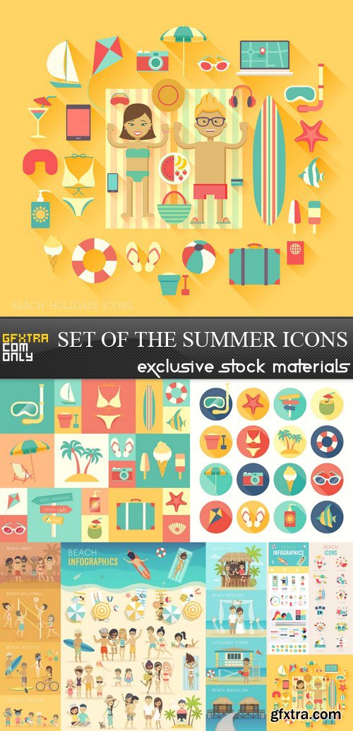 Set of the Summer Icons - 5 UHQ JPEG