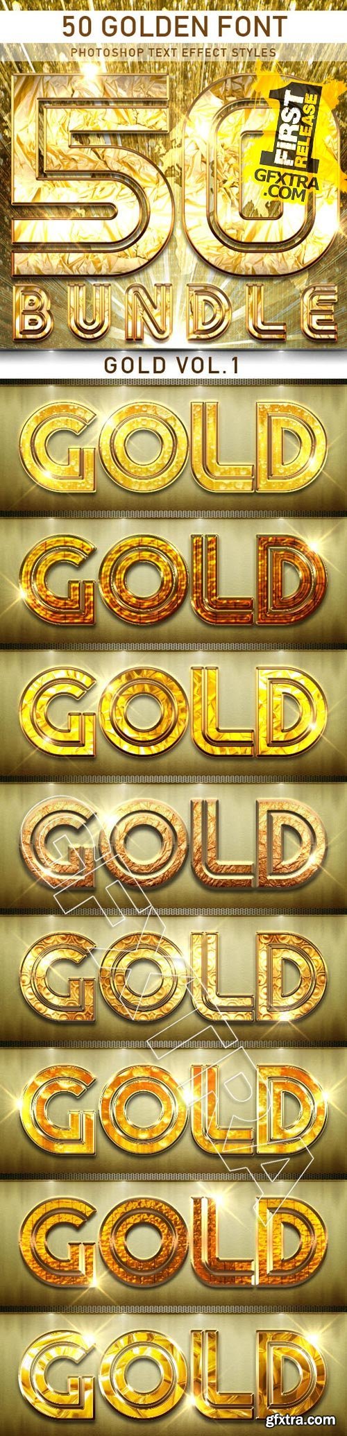 GraphicRiver 50 Golden Font_Bundle 9618872