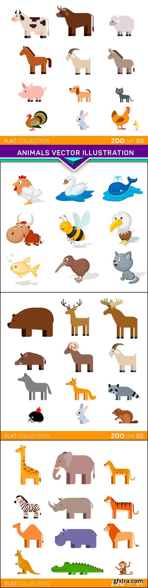 Collection of animal vector illustration 4x EPS