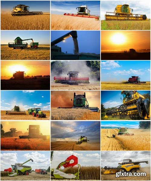 Collection of combine tractor harvesting field of agricultural crop harvester 25 HQ Jpeg