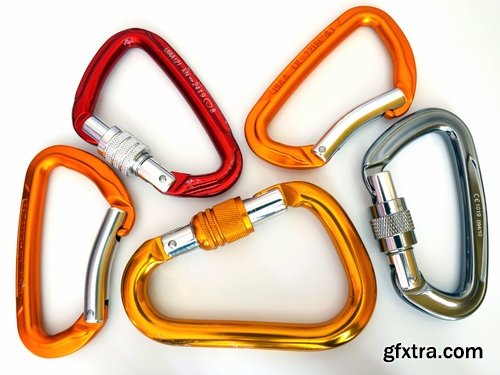Collection of mountaineering gear carabiner rope shoes ice ax helmet mount 25 HQ Jpeg