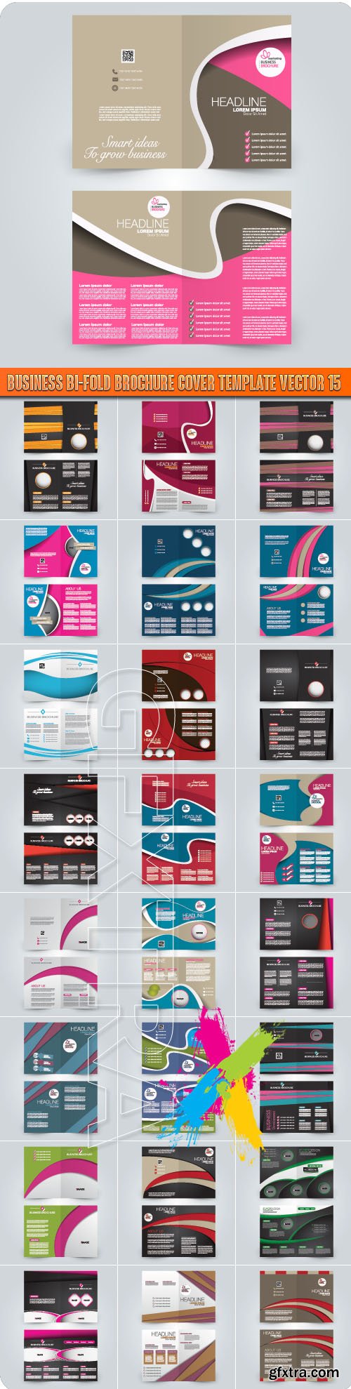 Business bi-fold brochure cover template vector 15