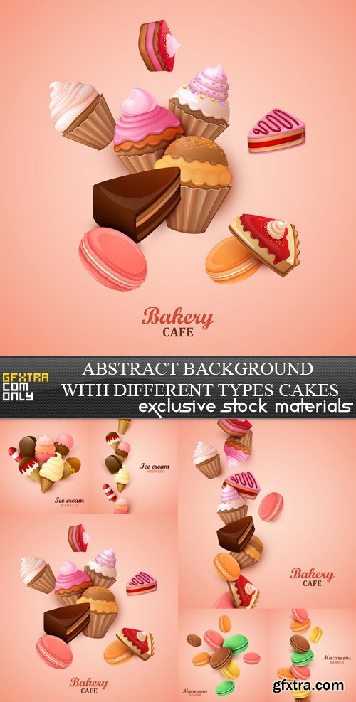Abstract Background with Different Types Cakes - 6 EPS